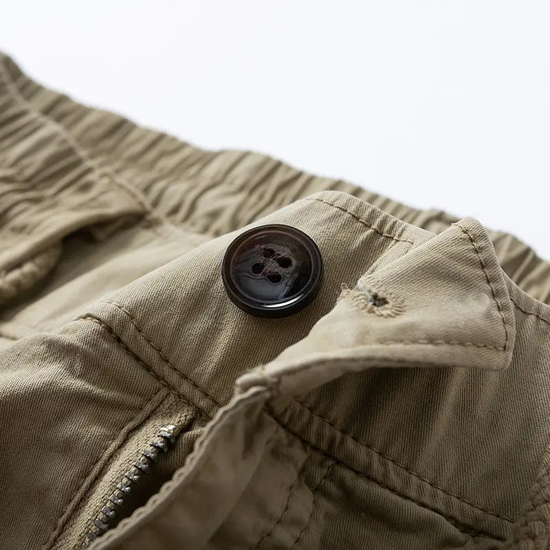 Khaki Cotton Cargo Pants with Side Pockets