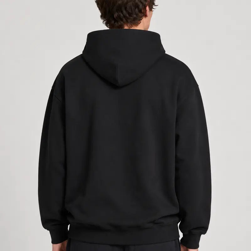 Oversized Black Pullover Hoodie with Front Pocket