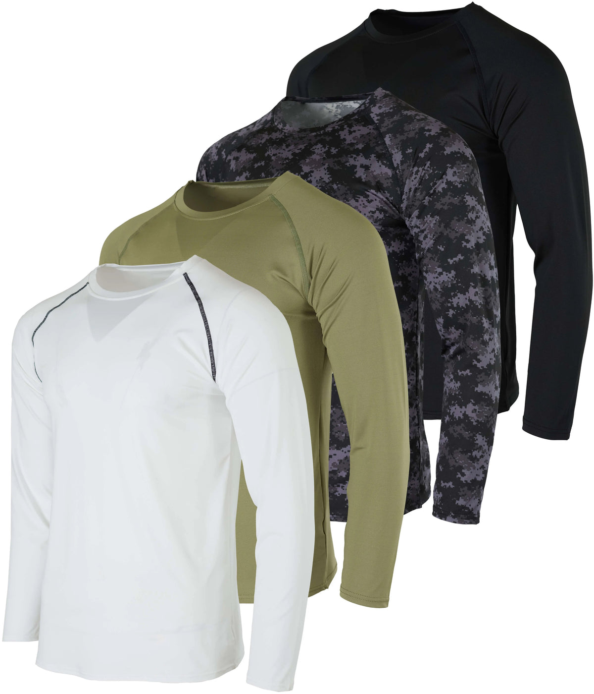 Four Long-Sleeve Athletic Shirts in Mixed Colors