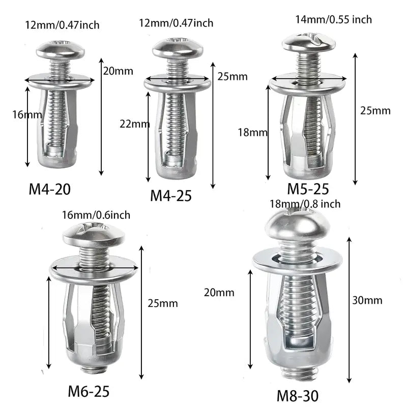 Steel Hollow Wall Anchor Nut and Screw Kit