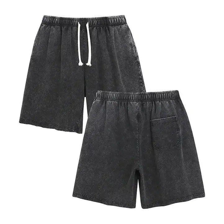 Acid Washed Drawstring Cotton Shorts Four Pack