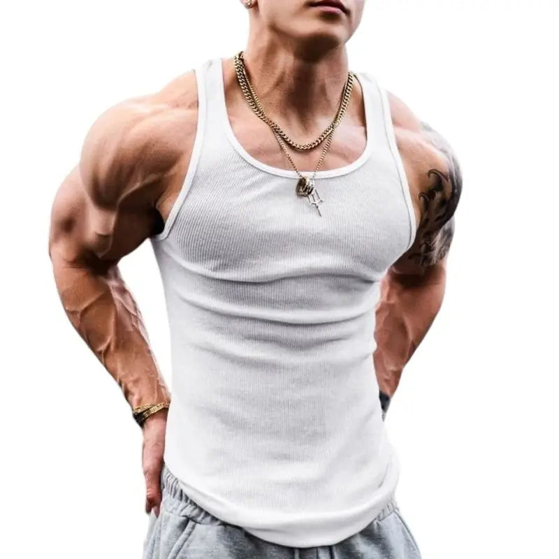 Men's Ribbed Cotton Tank Tops in Black and White