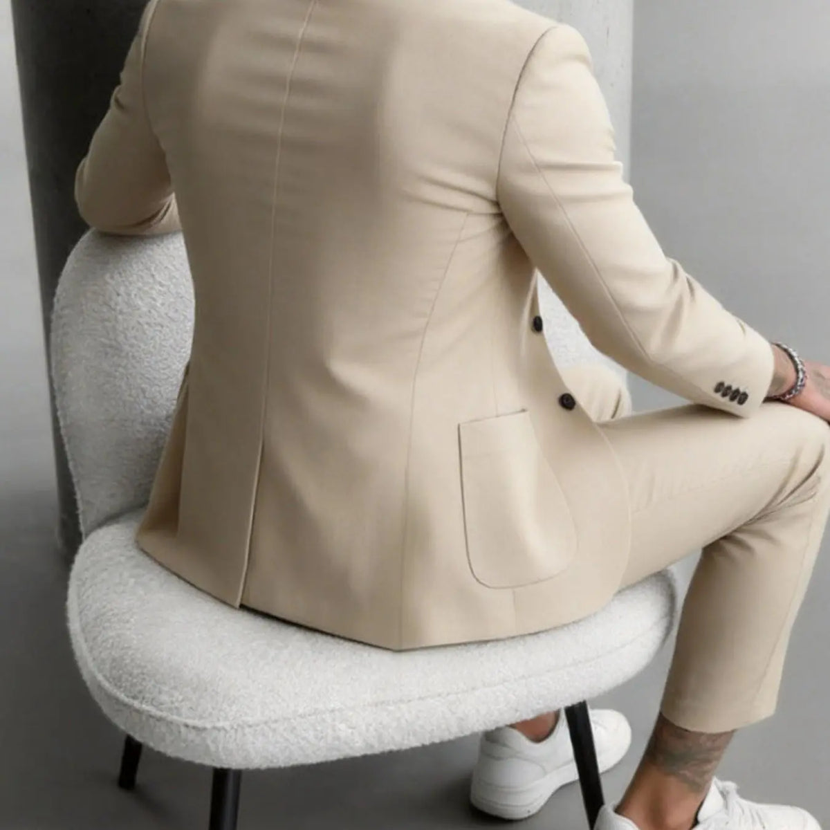 Men's Beige Blazer and Trousers Suit Set