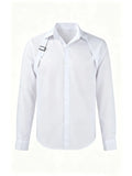 White Button-Down Shirt with Shoulder Strap Detail
