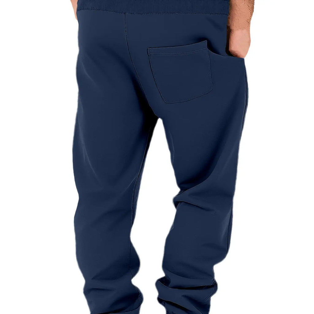 Navy Fleece Joggers with Drawstring and Ribbed Cuffs
