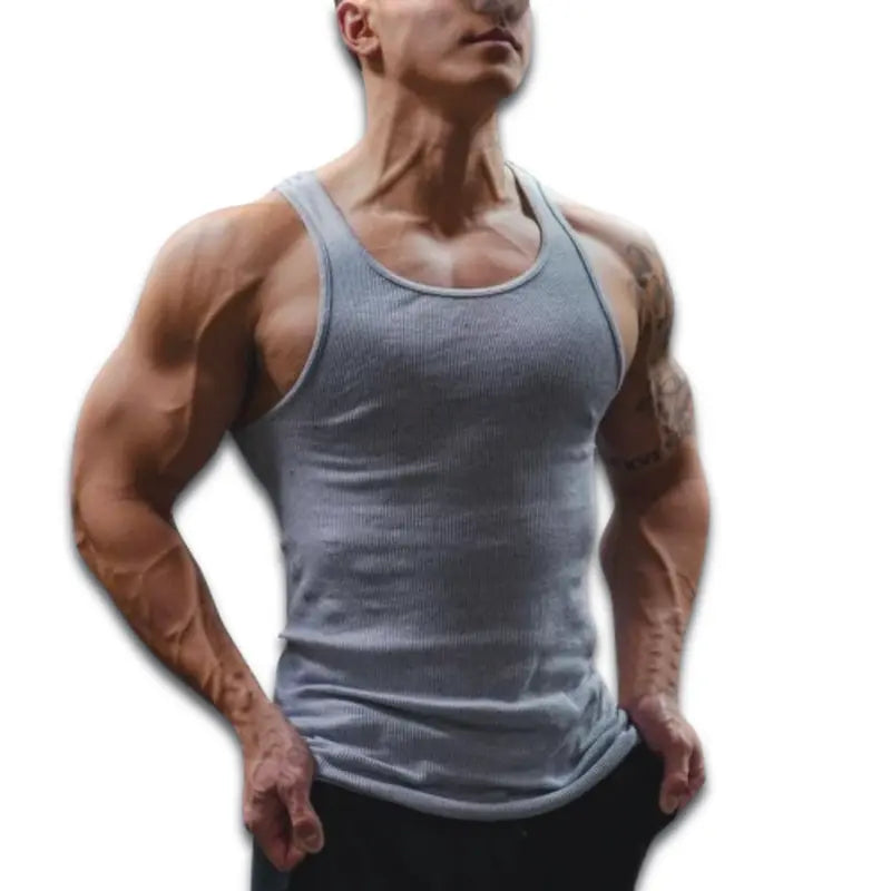 Men's Ribbed Cotton Tank Tops in Black and White