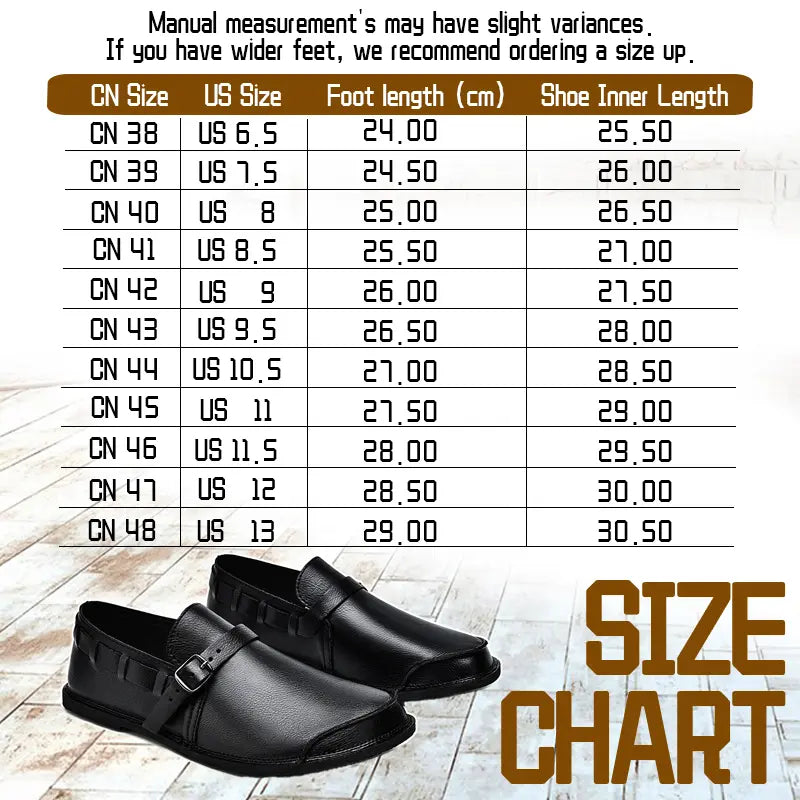 Brown Leather Slip-On Loafers with Side Buckle