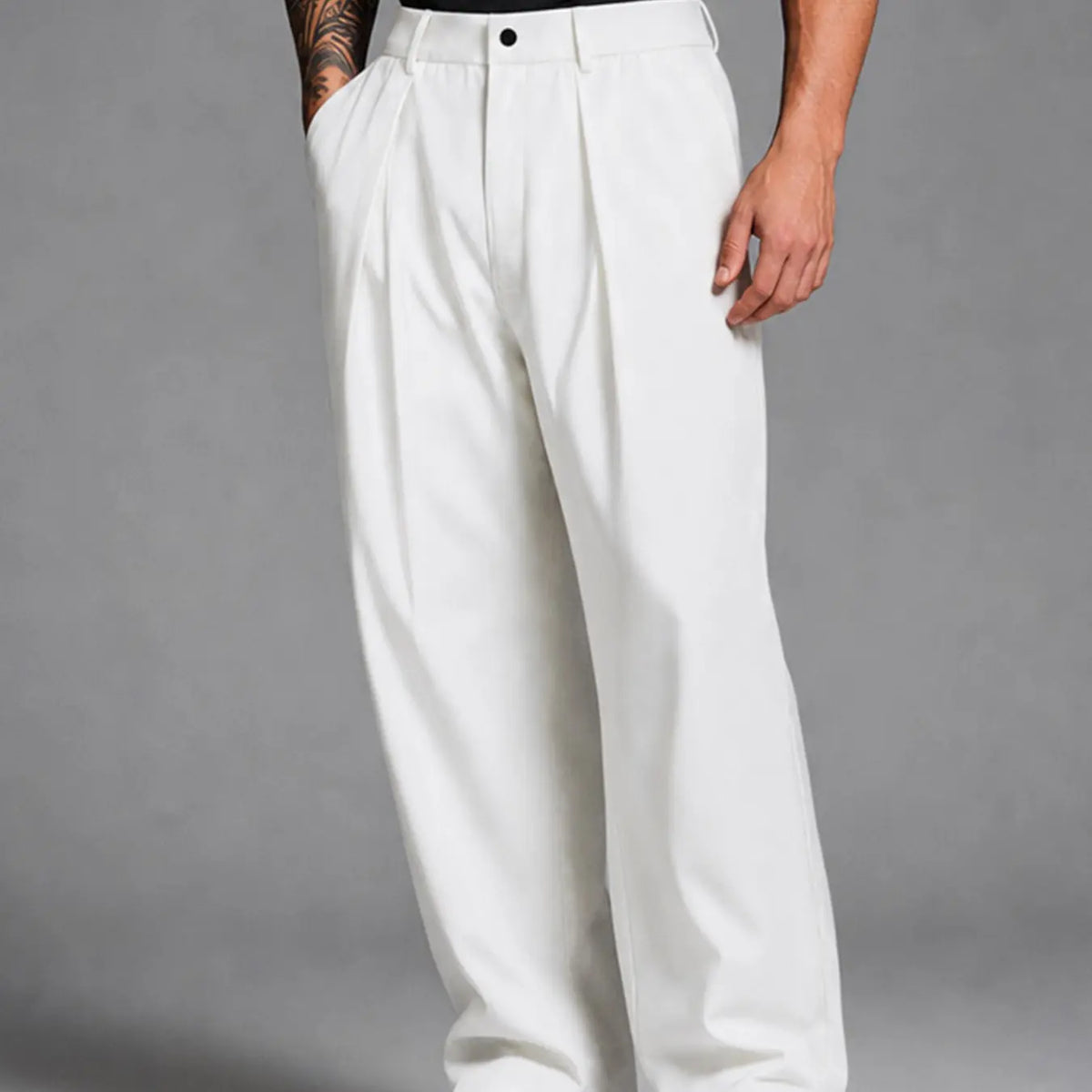 Black Pleated Wide Leg Trousers