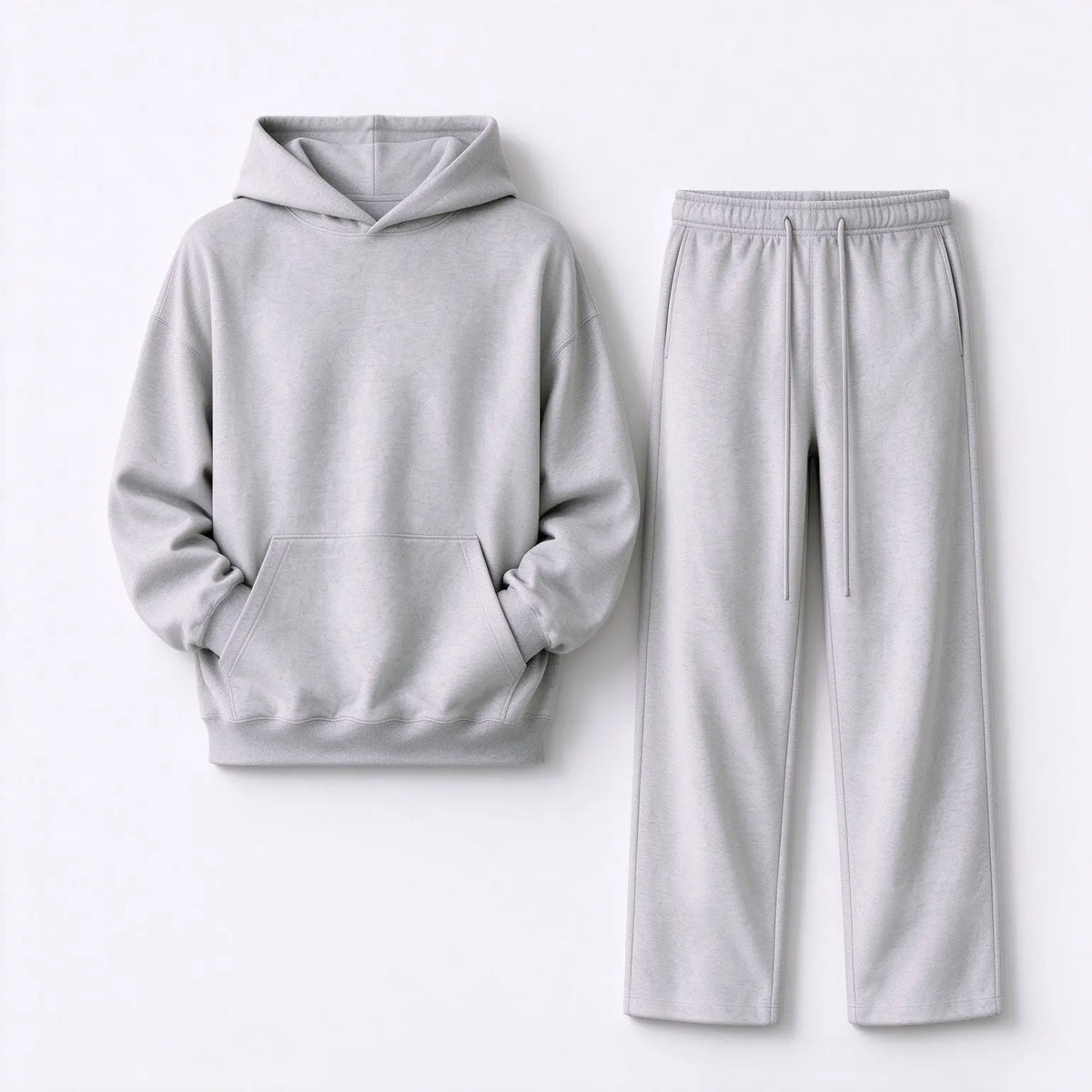 Light Gray Hoodie and Straight Pants Set