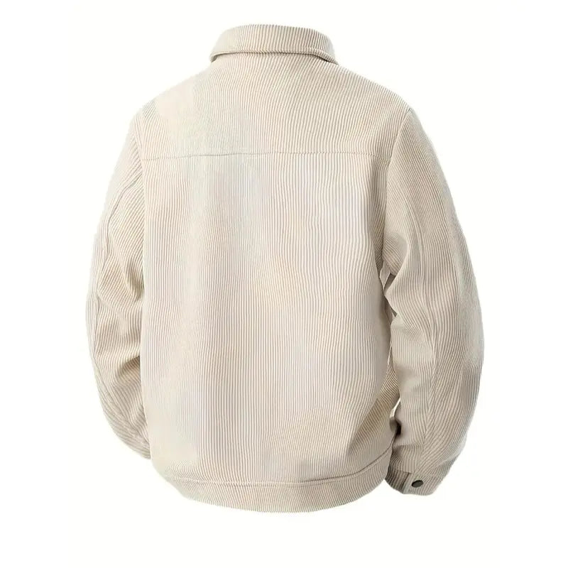 Corduroy Button-Front Jacket with Chest Flap Pockets