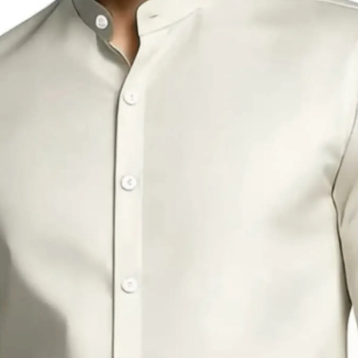 Cream Stand-Collar Shirt and Trousers Set