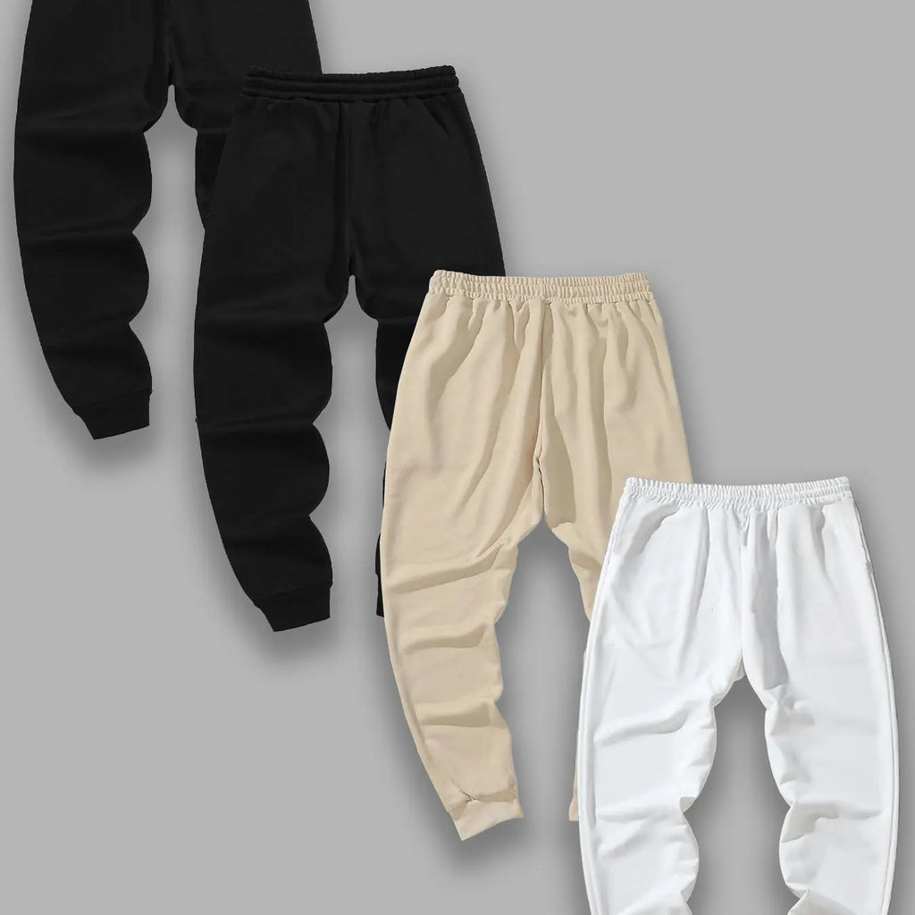 Drawstring Jogger Sweatpants in Black, Beige and White