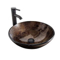 Round Brown Glass Vessel Sink with Faucet