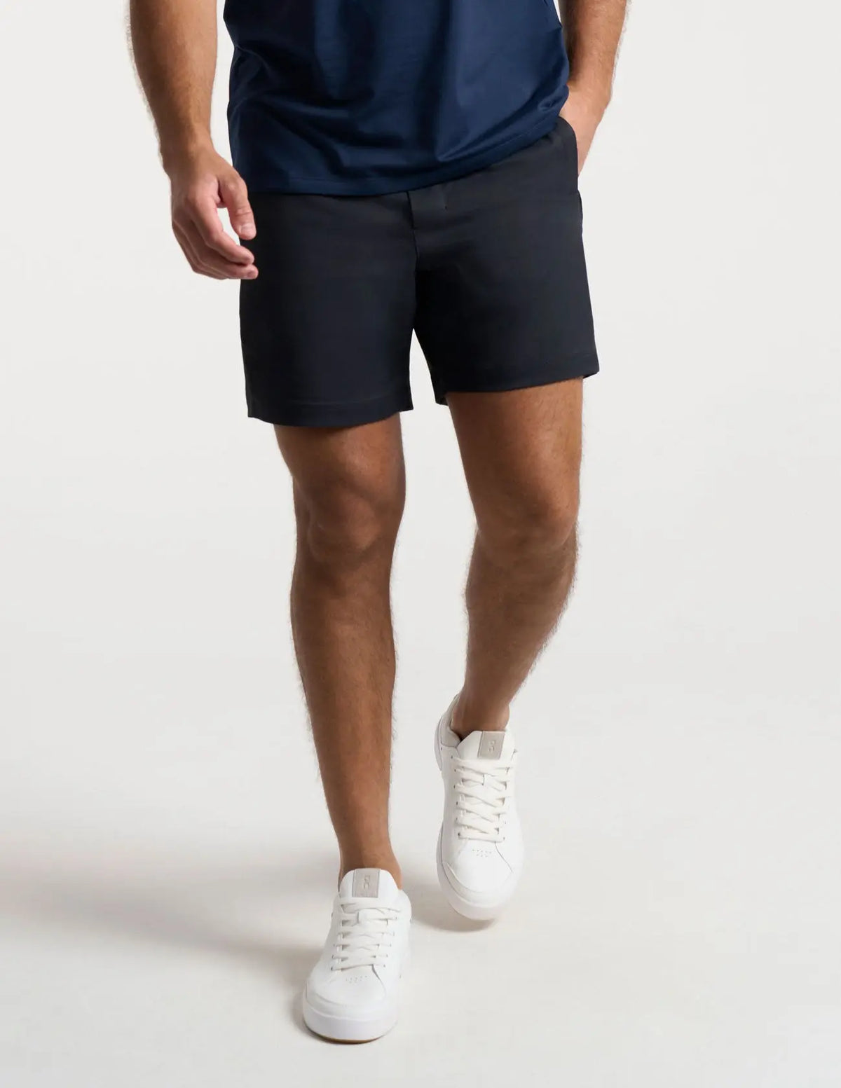 Men's Black Flat-Front Casual Shorts