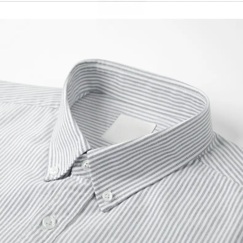 Blue Striped Button-Down Collar Cotton Shirt