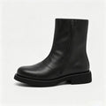 Black Leather-Look Ankle Boots with Side Zip