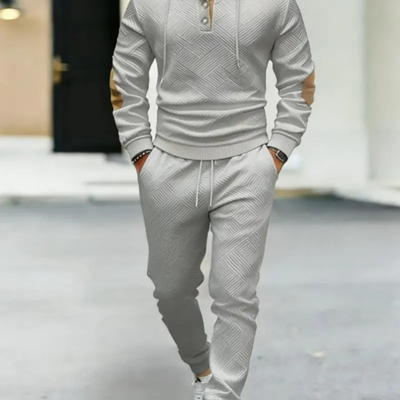 Men's Olive Textured Hoodie and Jogger Set