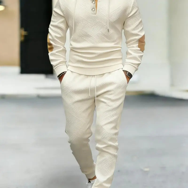 Men's Olive Textured Hoodie and Jogger Set