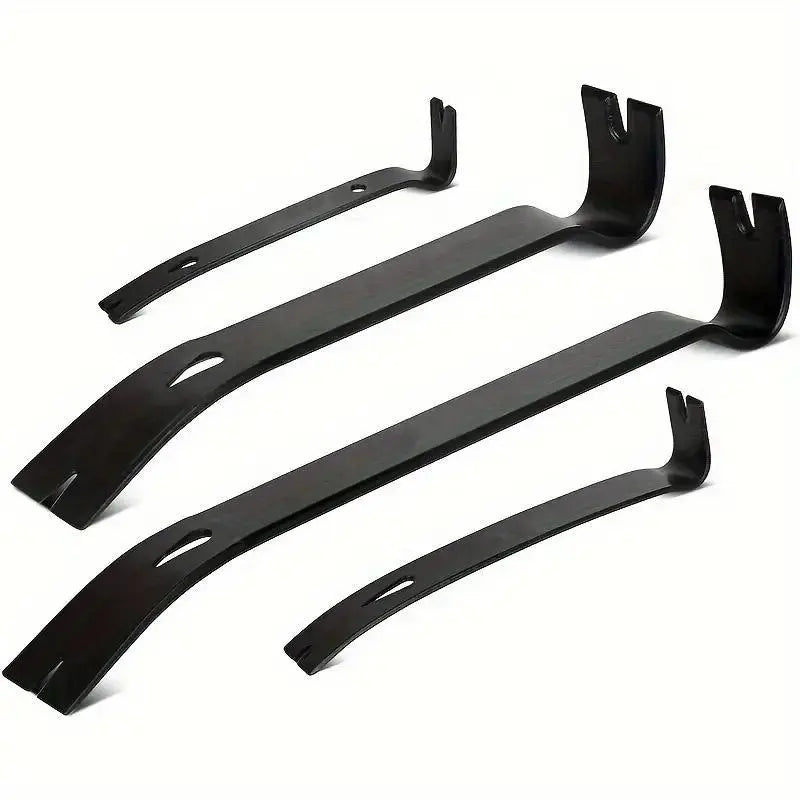 Four-Piece Black Steel Flat Pry Bar Set