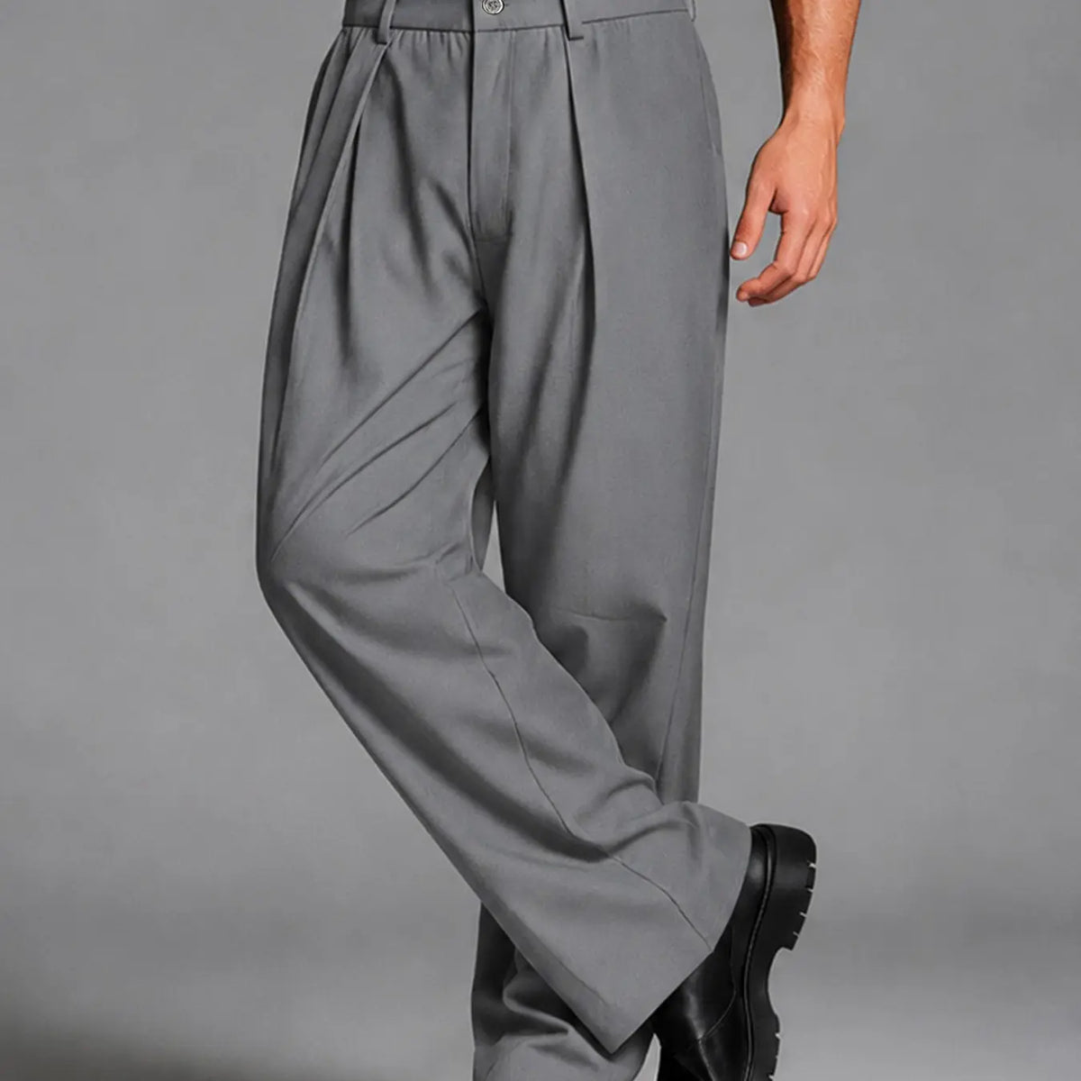 Black Pleated Wide Leg Trousers