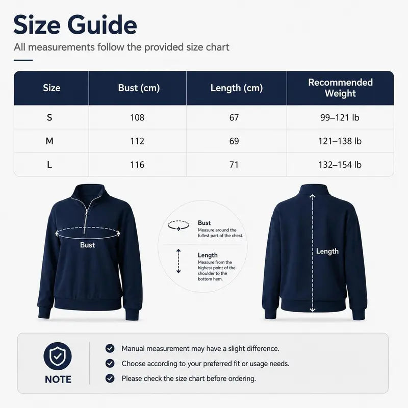 Navy Quarter Zip Stand Collar Sweatshirt