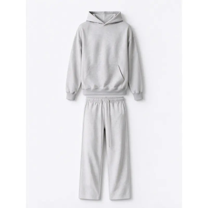 Light Gray Hoodie and Straight Pants Set