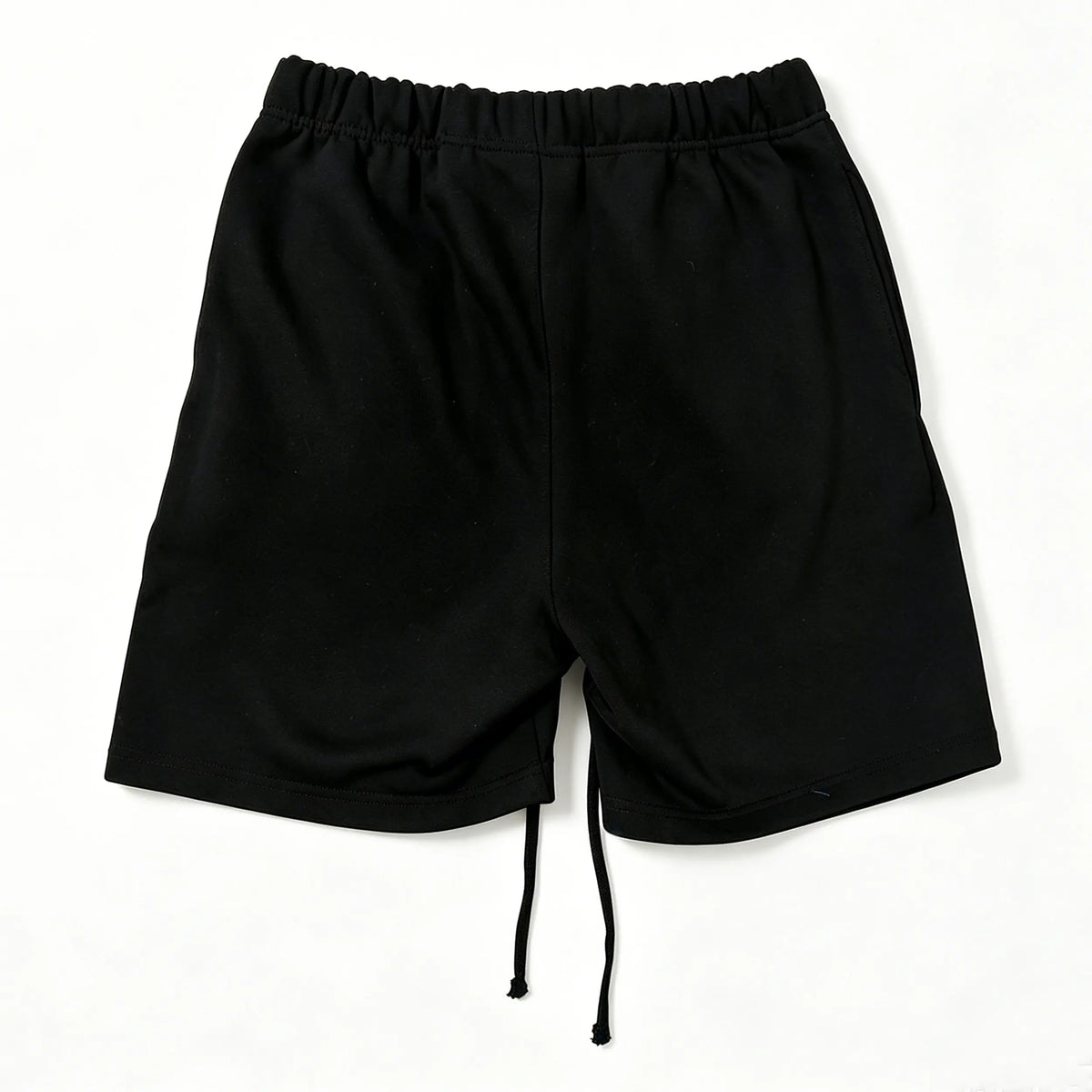 Black Cotton Knit Shorts with Elastic Waist