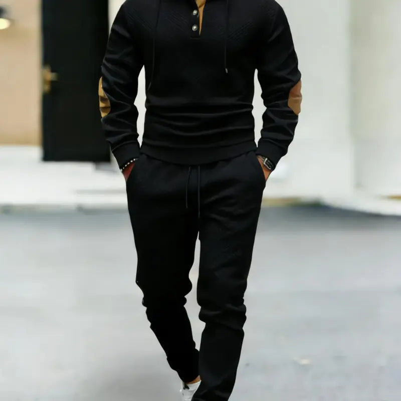 Men's Olive Textured Hoodie and Jogger Set