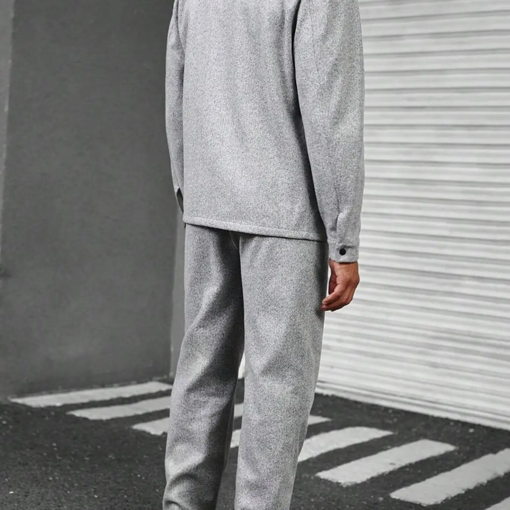 Grey Pocket Jacket and Straight Trousers Set