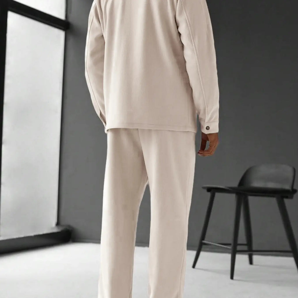 Grey Pocket Jacket and Straight Trousers Set