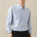Blue Striped Button-Down Collar Cotton Shirt