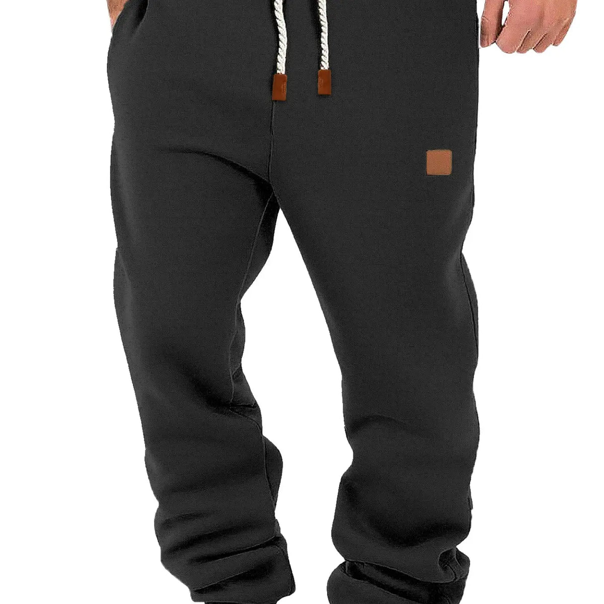 Navy Fleece Joggers with Drawstring and Ribbed Cuffs