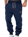 Navy Fleece Joggers with Drawstring and Ribbed Cuffs