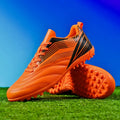 Orange Lace-Up Turf Soccer Shoes With Studs