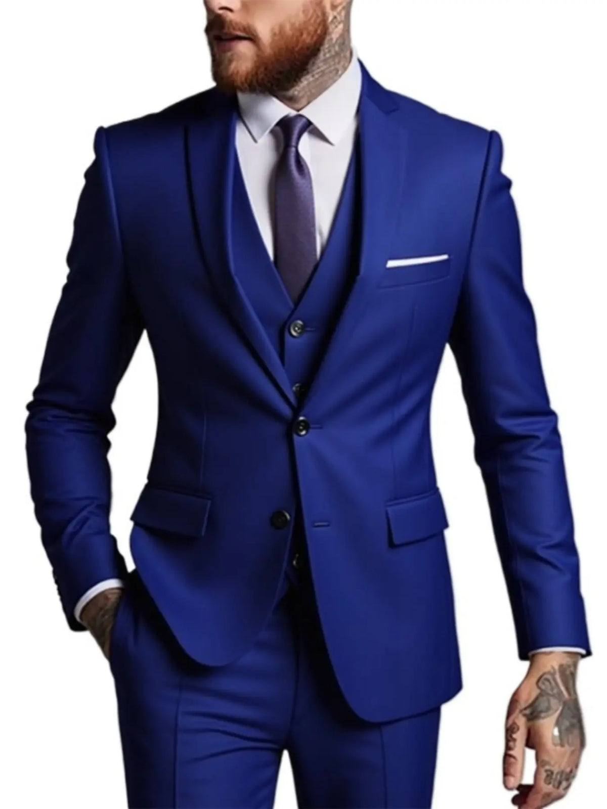 Royal Blue Slim Fit Three-Piece Suit