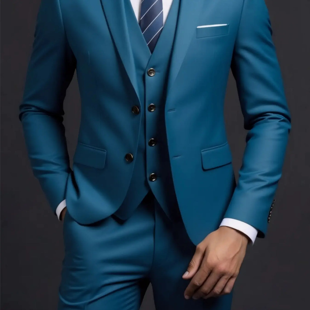 Royal Blue Slim Fit Three-Piece Suit