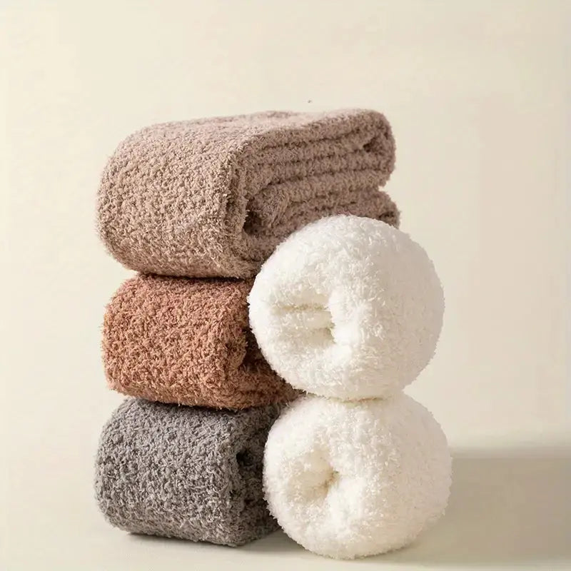 Fluffy Over-the-Knee Socks in Neutral Shades