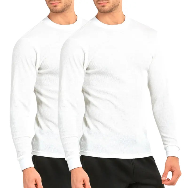 Charcoal Waffle Knit Long Sleeve Crew Shirts
