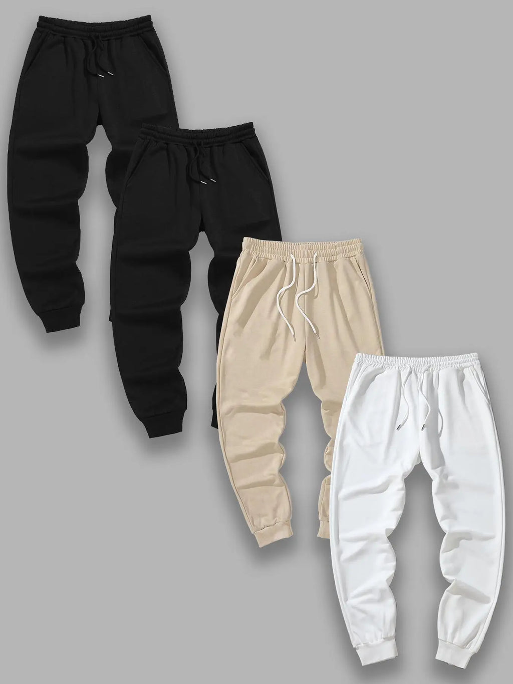 Drawstring Jogger Sweatpants in Black, Beige and White