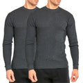 Charcoal Waffle Knit Long Sleeve Crew Shirts