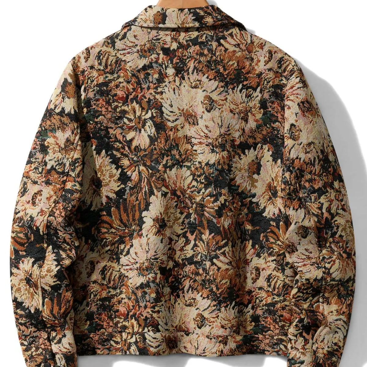 Men's Floral Jacquard Button-Front Jacket in Brown Tones