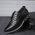 Black Leather Lace-Up Casual Shoes